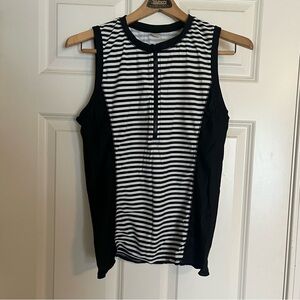 Old Navy Black and White Striped Women's Swim Top